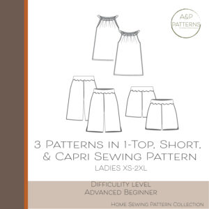 3 Patterns in 1! Knit Top, Short, Capri Sewing Pattern